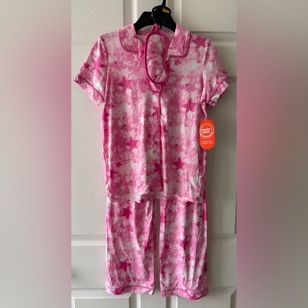Wonder Nation Pink Girls Pajama Set L 10/12